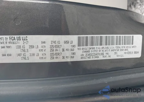 2017 Dodge Grand Caravan Sxt z USA, uszkodzony, nr VIN 2C4RDGCG5HR701096